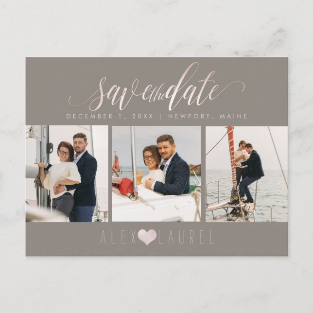PixDezines Marble, Blush Pink Save the Date Postcard (Front)