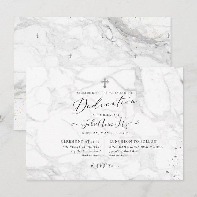 PixDezines Marble Dedication Invitation (Front/Back)