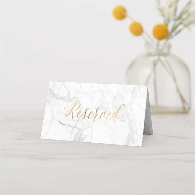 PixDezines Marble Faux Gold Confetti Reserved card (Front)
