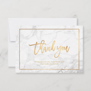 PixDezines MARBLE+FAUX GOLD Flat Thank You Card
