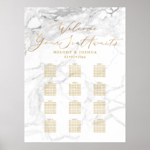 PixDezines Marble+Faux Gold Script, Seating Chart