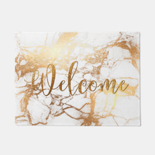 PixDezines MARBLE FAUX GOLD VEINS, WELCOME Doormat
