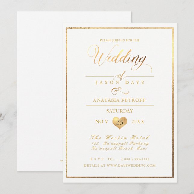 PixDezines Marble/Faux Gold/Wedding Celebration Invitation (Front/Back)