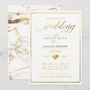 PixDezines Marble/Faux Gold/Wedding Celebration Invitation