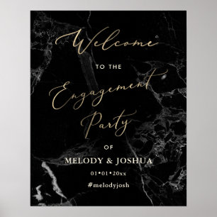 PixDezines Marble+Faux Gold  Welcome Engagement Poster