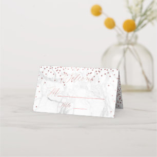 PixDezines Marble Faux Rose Gold Confetti Place Card