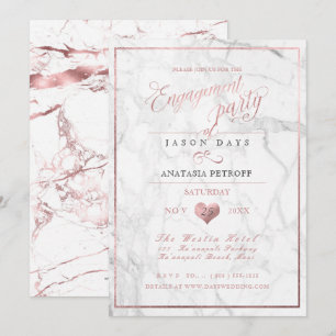 PixDezines Marble/Faux Rose Gold/Engagement Invitation