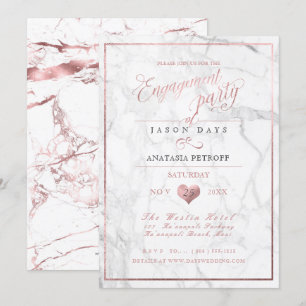 PixDezines Marble/Faux Rose Gold/Engagement Invitation