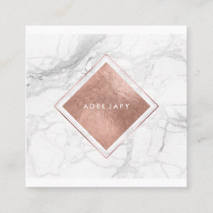 PixDezines Marble+Faux Rose Gold Foil Square Business Card