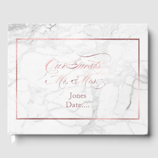 PixDezines Marble+Faux Rose Gold Guest Book
