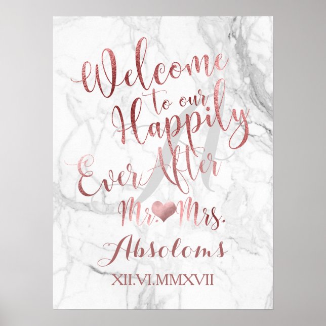 PixDezines Marble/Faux Rose Gold/Reception Poster (Front)