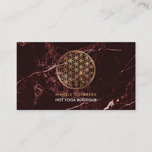 PixDezines Marble/Flower of Life/Faux Gold Business Card (Front)