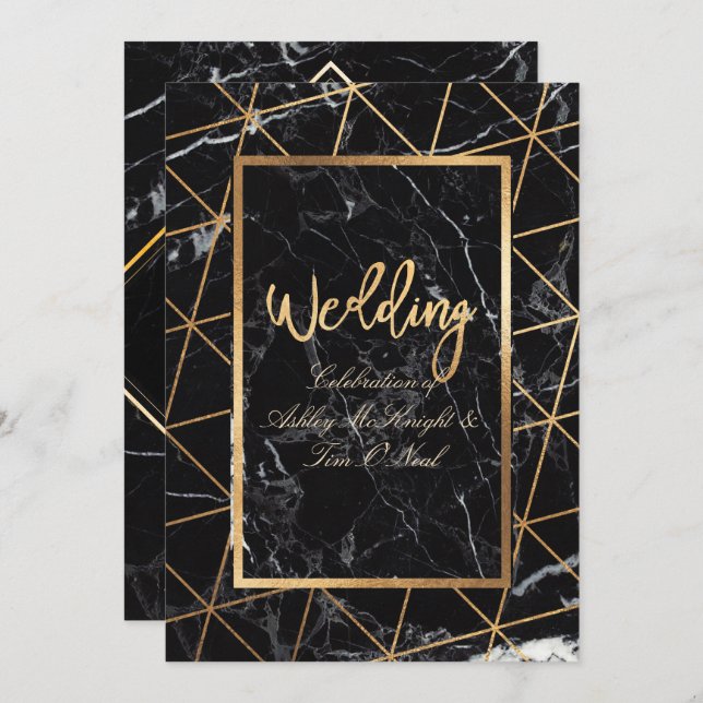PixDezines Marble/Geometric/Faux Gold Invitation (Front/Back)