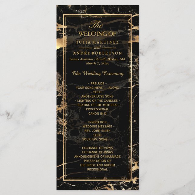 PixDezines Marble+Gold Veins Programme de mariage (Devant)