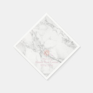 PixDezines Marble+Honeycomb, Blush Pink Mitzvah Napkin