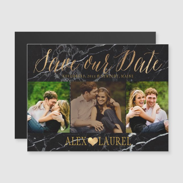 PixDezines Marble Save Our Date/Faux Gold Magnetic Invitation (Front/Back)