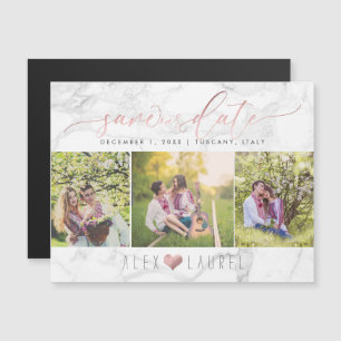 PixDezines Marble Save Our Date/Faux Rose Gold Magnetic Invitation