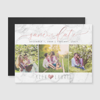 PixDezines Marble Save Our Date/Faux Rose Gold Magnetic Invitation