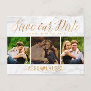 PixDezines MARBLE/SAVE OUR DATE/FUN SCRIPT Announcement Postcard