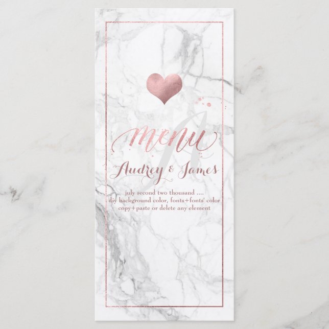PixDezines Marble/Shine Menu/Faux Rose Gold Menu (Front)