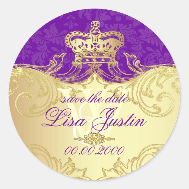 PixDezines Marie Antoniette/DIY royal purple Classic Round Sticker (Front)