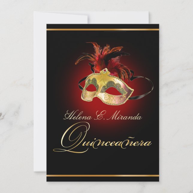 PixDezines Masquerade/DIY colour/ruby red Invitation (Front)