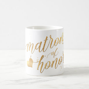 PixDezines Matron of Honour/Faux Gold Foil Script Coffee Mug