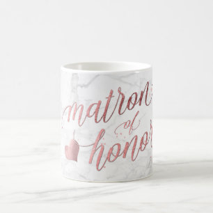 PixDezines Matron of Honour/Faux Rose Gold+Marble Coffee Mug
