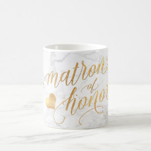 PixDezines Matron of Honour/Marble+Faux Gold/Scrip Coffee Mug