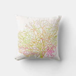 PixDezines maui coral fusion+starfish Throw Pillow