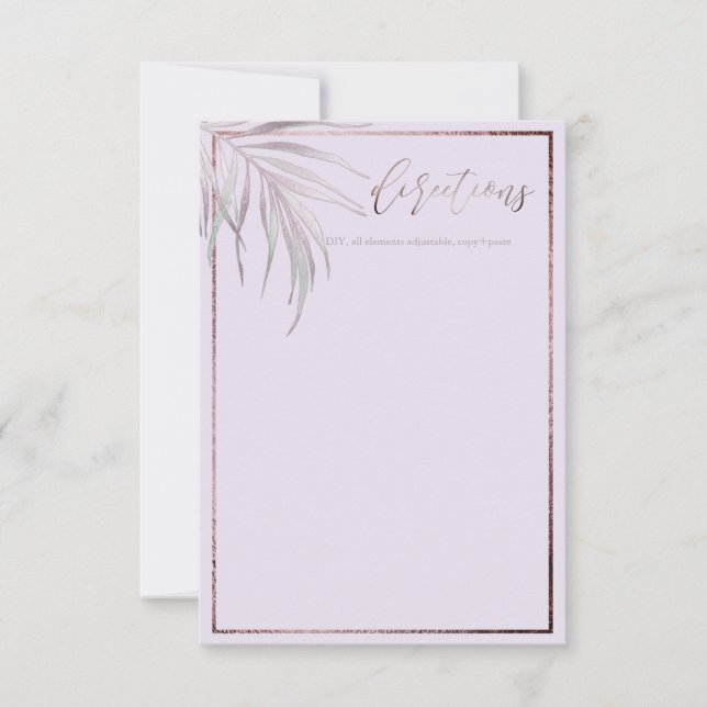 PixDezines Mauve Palms Directions RSVP Card (Front)