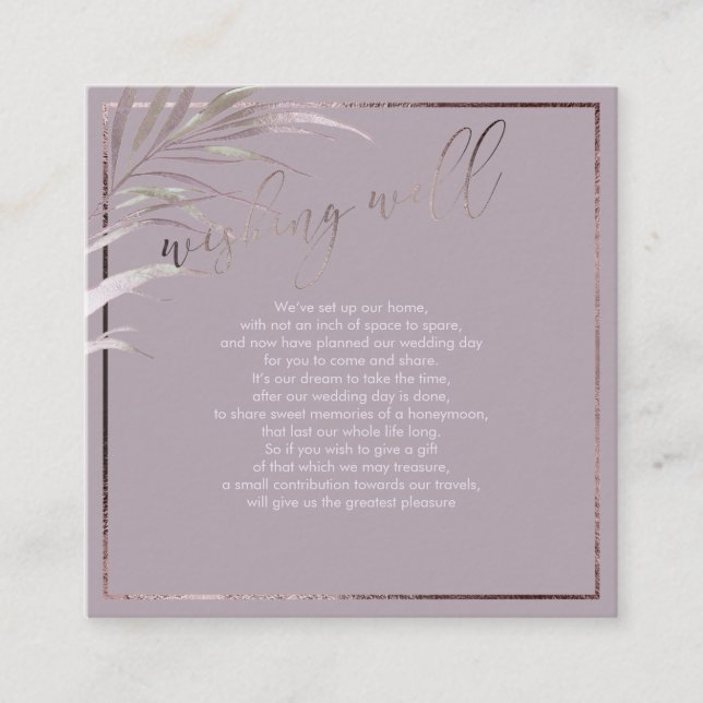 PixDezines Mauve Palms, Wishing Well Enclosure Card (Front)