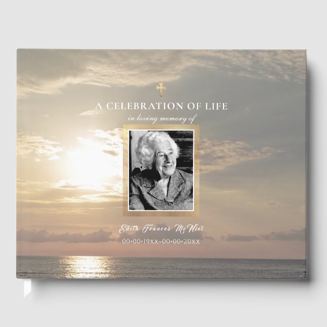 PixDezines Memorial Sunset Beach Guest Book (Front)