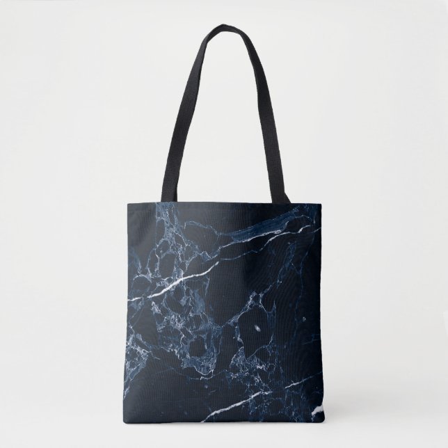 PixDezines MIDNIGHT BLUE MARBLE Tote Bag (Front)