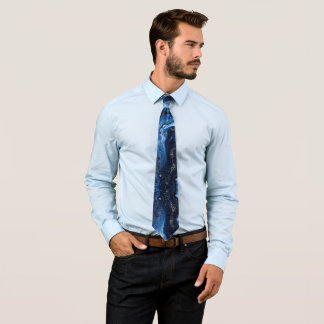 PixDezines Midnight Blue Waves God Dust Tie