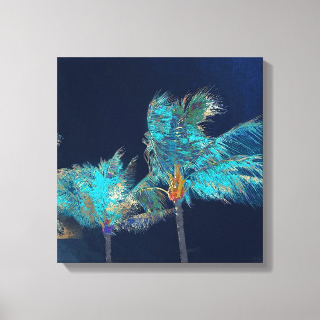 PixDezines Midnight Breeze/Palm Trees Canvas Print (Front)