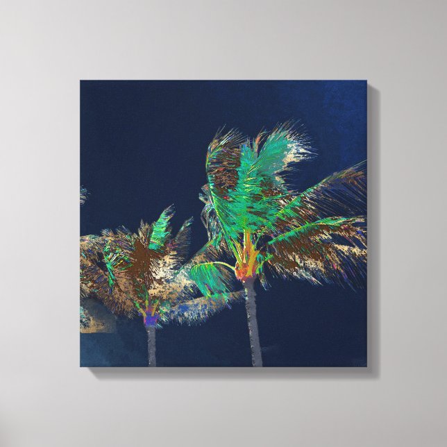 PixDezines Midnight Breeze/Palm Trees Canvas Print (Front)