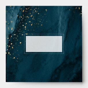 PixDezines Midnight Teal Green Watercolor Agate Envelope