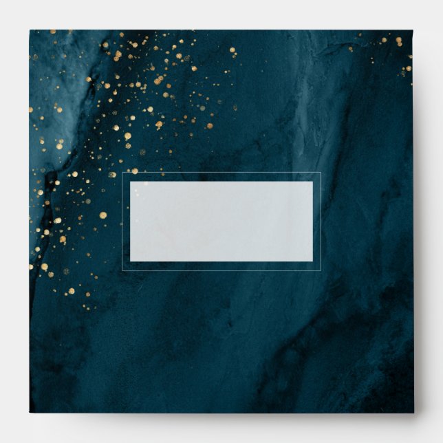 PixDezines Midnight Teal Green Watercolor Agate Envelope (Front)