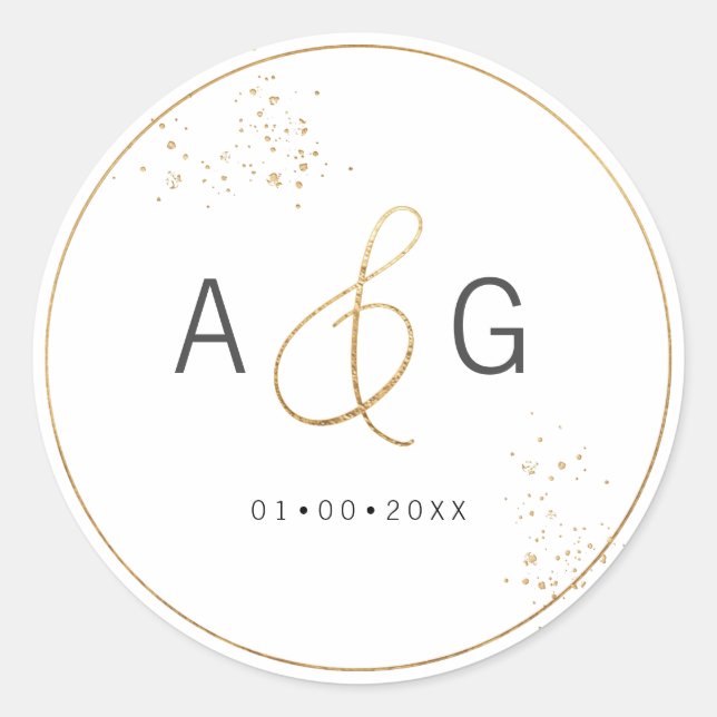 PixDezines Minimalist Faux Gold Ampersand Classic Round Sticker (Front)