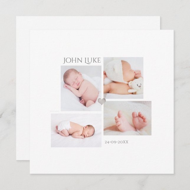 PixDezines Minimalist Photos Birth Announcement (Front/Back)