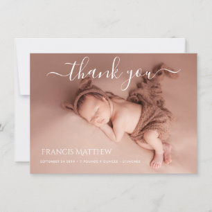 PixDezines Minimalist Photos Thank You Birth  Invitation