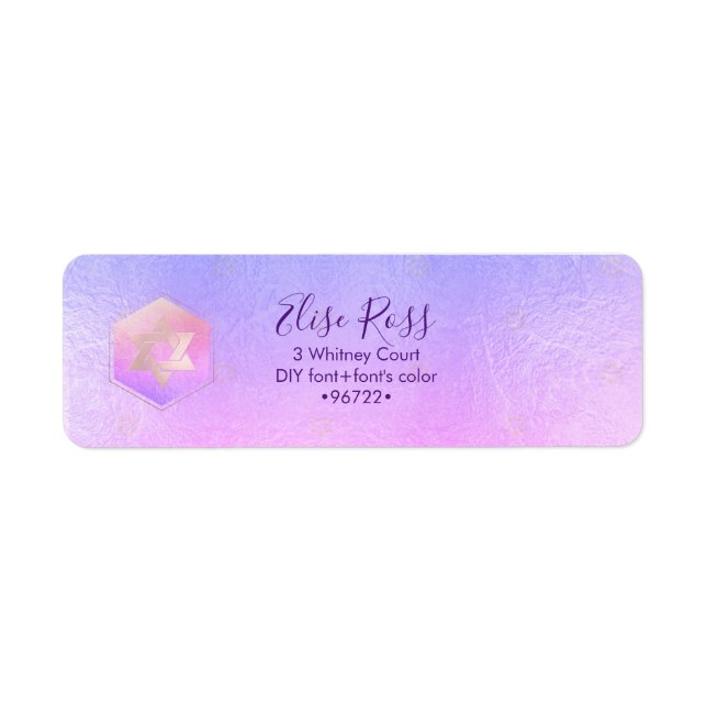 PixDezines Mitzvah Aquarelle Agate Purple Étiquett (Devant)