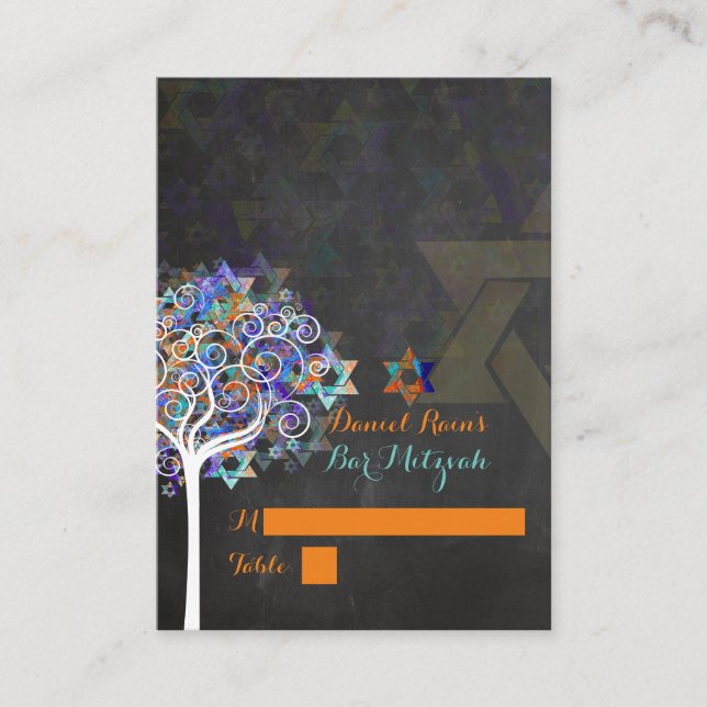 PixDezines mitzvah carte de place/arbre de vie (Devant)