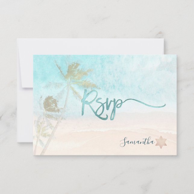 PixDezines Mitzvah RSVP Breezy Beach Palmiers (Devant)