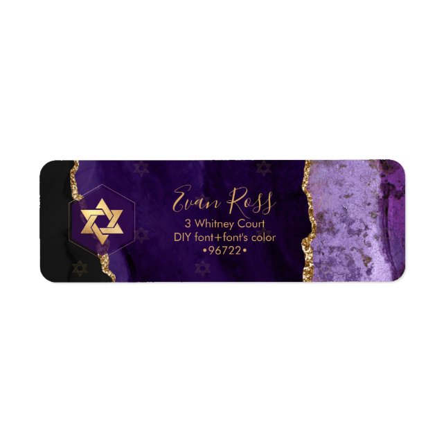 PixDezines Mitzvah Watercolor Agate Purple (Front)