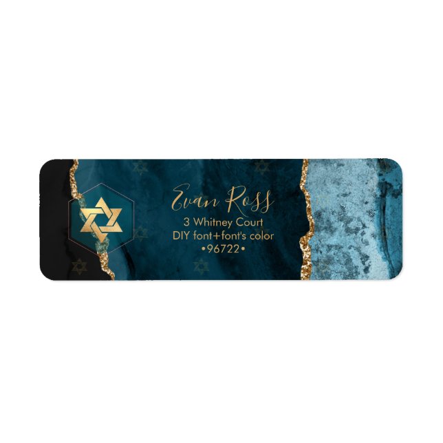 PixDezines Mitzvah Watercolor Agate Teal Green (Front)