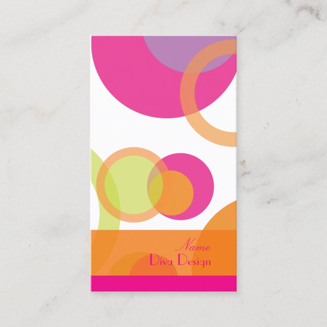 PixDezines Mod Bubbles / Retro Syle + Colours Business Card (Front)