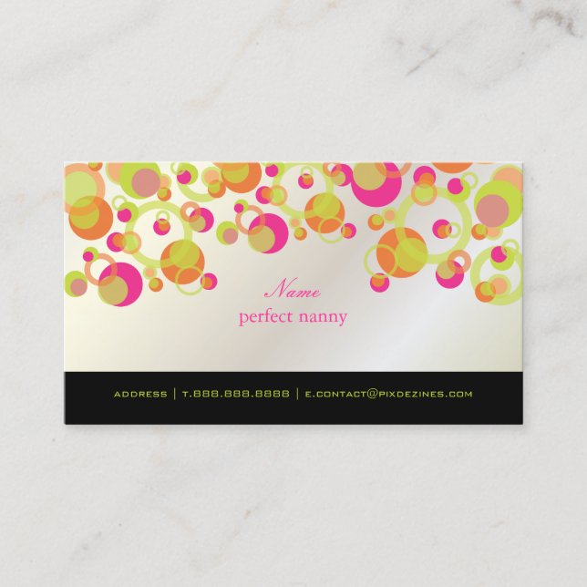 PixDezines Mod Bubbles / Retro Syle + Colours Business Card (Front)