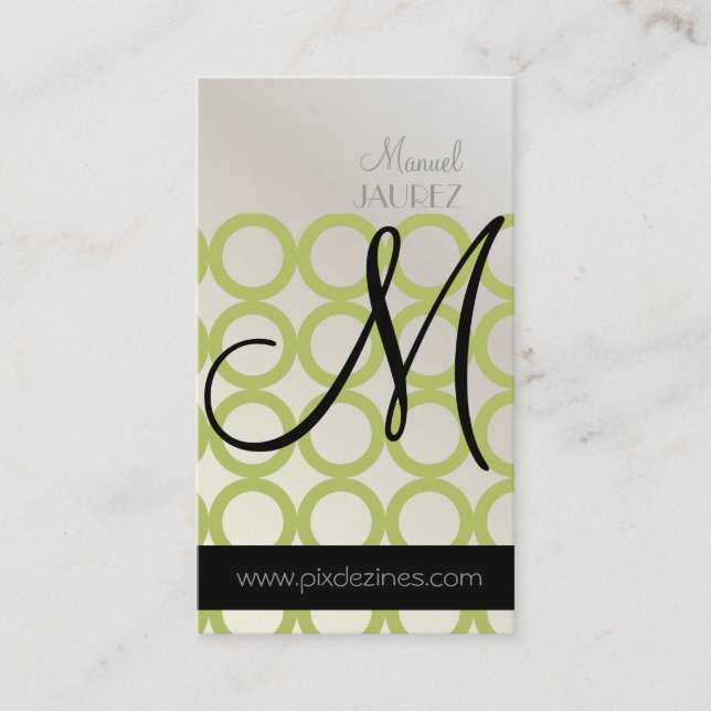 PixDezines Mod Rings, monogram Business Card (Front)